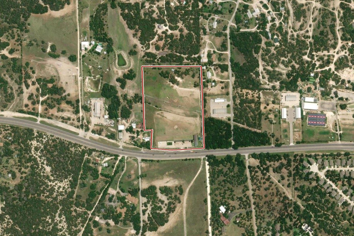3000 W US-290, Dripping Springs TX — Dripping Springs Country Club covered land play, US-290 frontage aerial